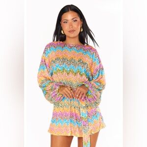 Show Me Your MuMu Colorful Sequin Zigzag Mini Dress